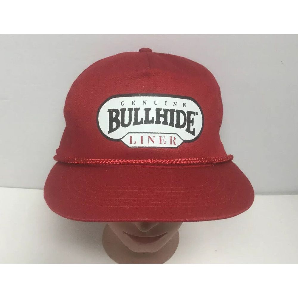 Vintage Head to toe Genuine Bullhide Liner Hat Red Snapback Trucker Baseball Cap